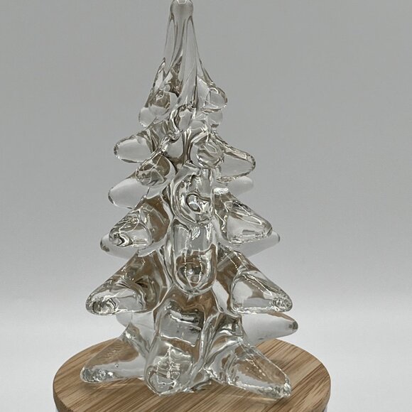 Vintage Crystal Clear Glass Art Christmas Tree 6" Heavy Paperweight Decor - Picture 4 of 7